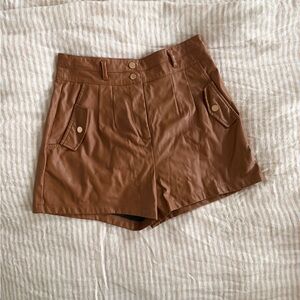 Brown Leather Shorts